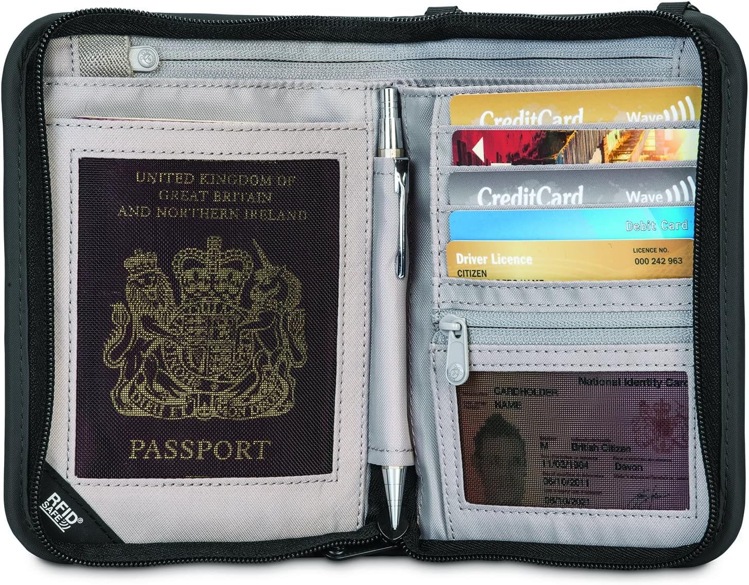 Pacsafe Rfidsafe V150 Anti-theft Blocking Compact Passport Wallet, Black - Image 4
