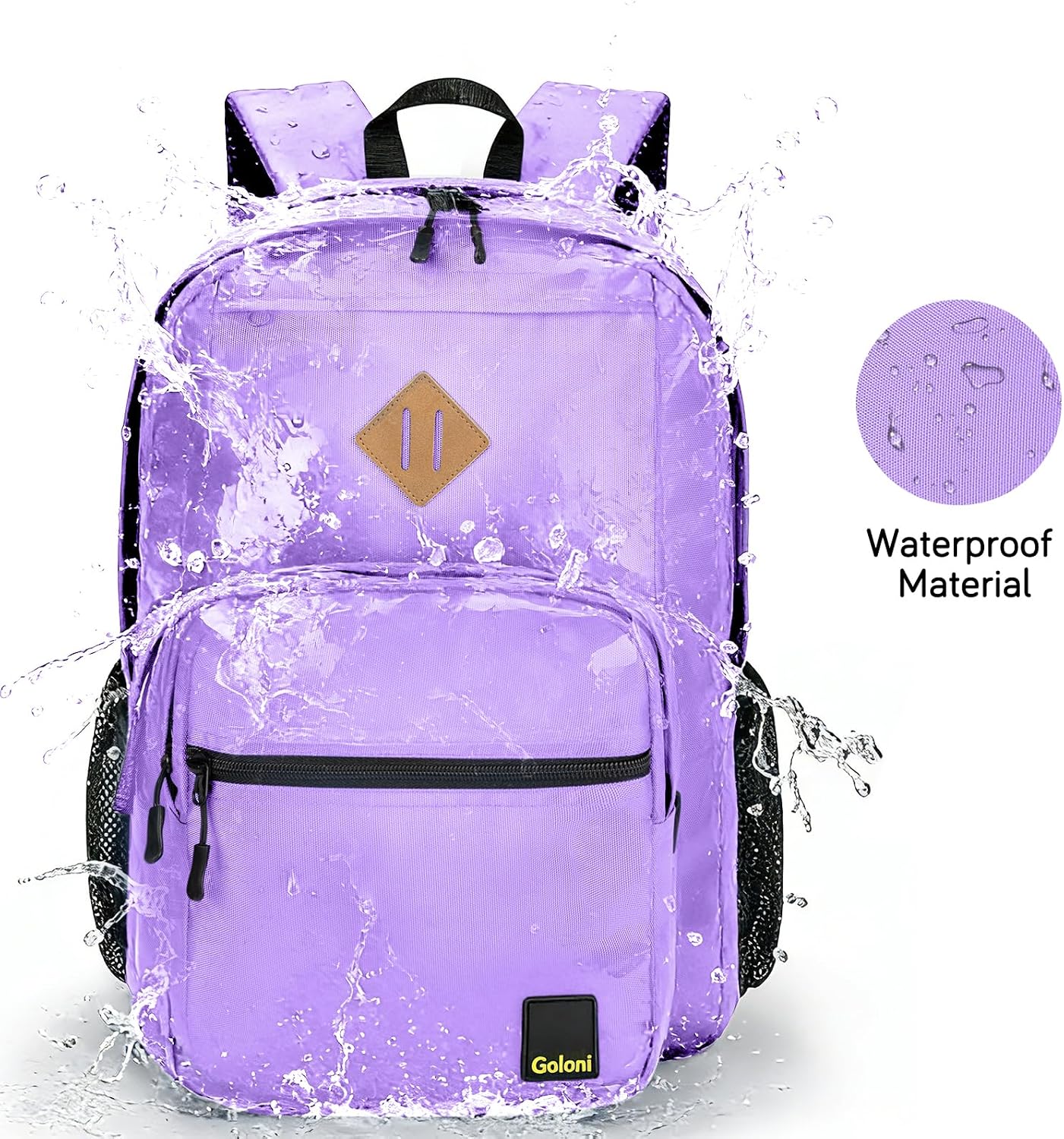Goloni Backpack for Men Women, 26L Wear-Resistant Water Resistant Backpack for Teens Boys and Girls, Casual Travel Laptop Backpack Purple - Image 2
