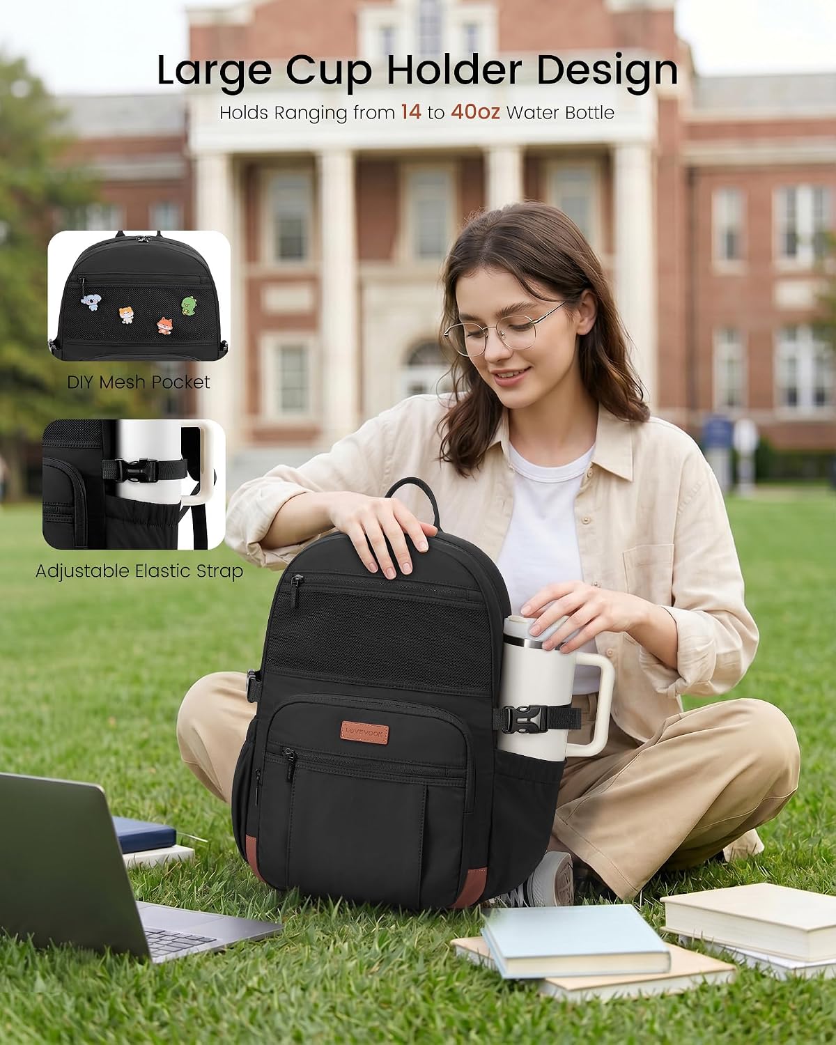 LOVEVOOK College Laptop Backpack for Women, Work Computer Travel Backpack - Image 2
