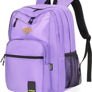 Goloni Backpack for Men Women, 26L Wear-Resistant Water Resistant Backpack for Teens Boys and Girls, Casual Travel Laptop Backpack Purple