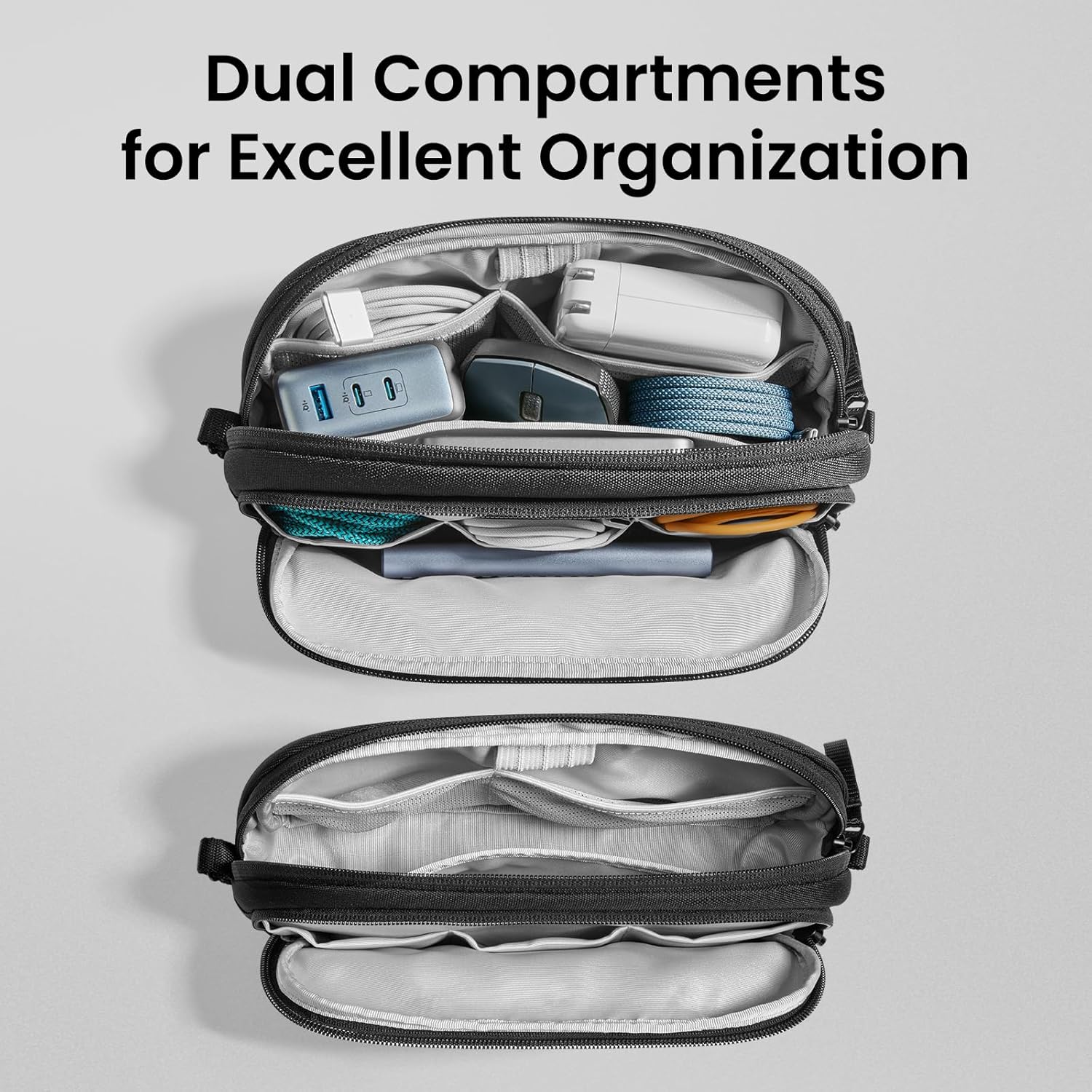 tomtoc Electronic Organizer Travel Case, Dual Compartment Tech Organization - Image 2
