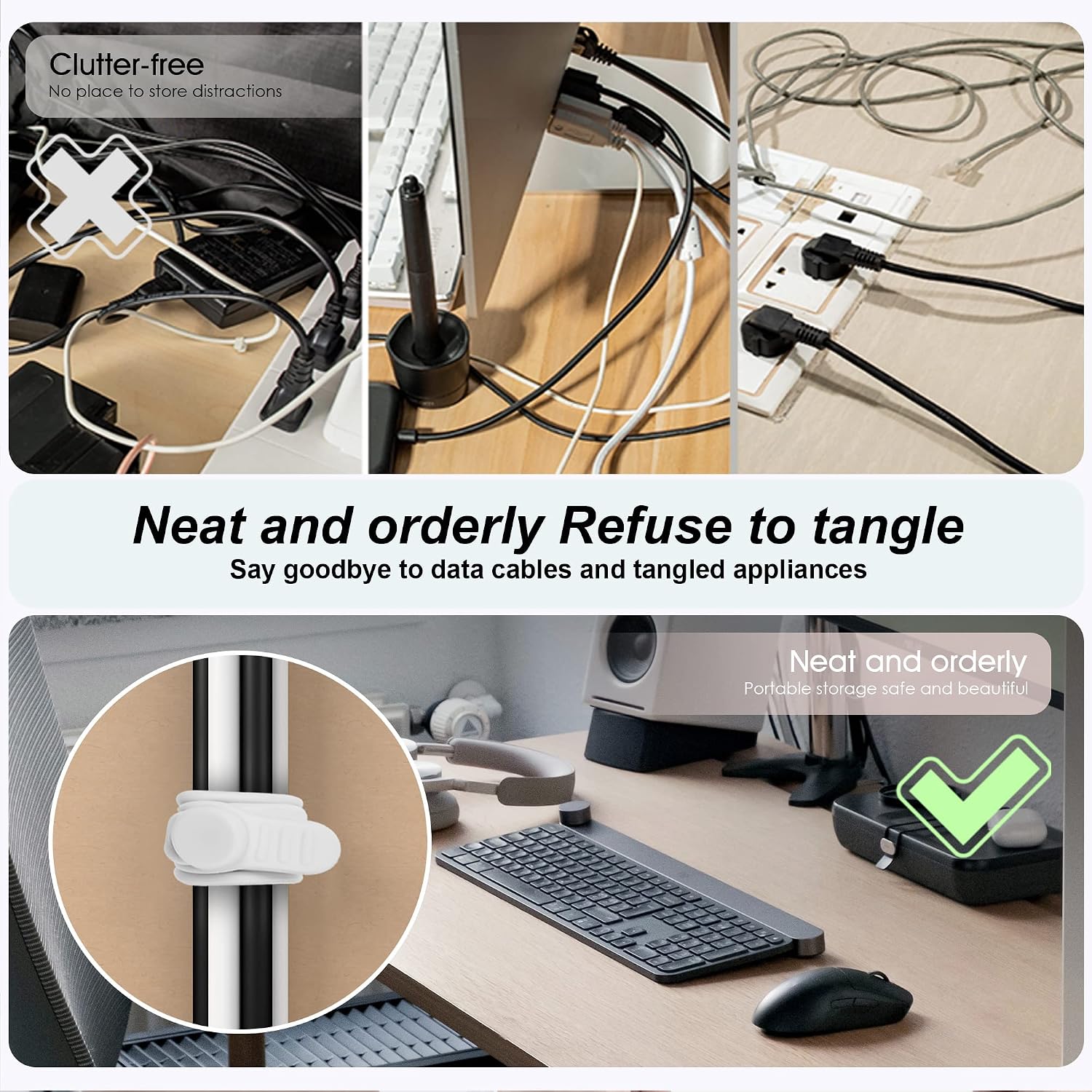 24Pcs Silicone Cable Ties, Cord Organizer Cable Management-Multi - Image 5