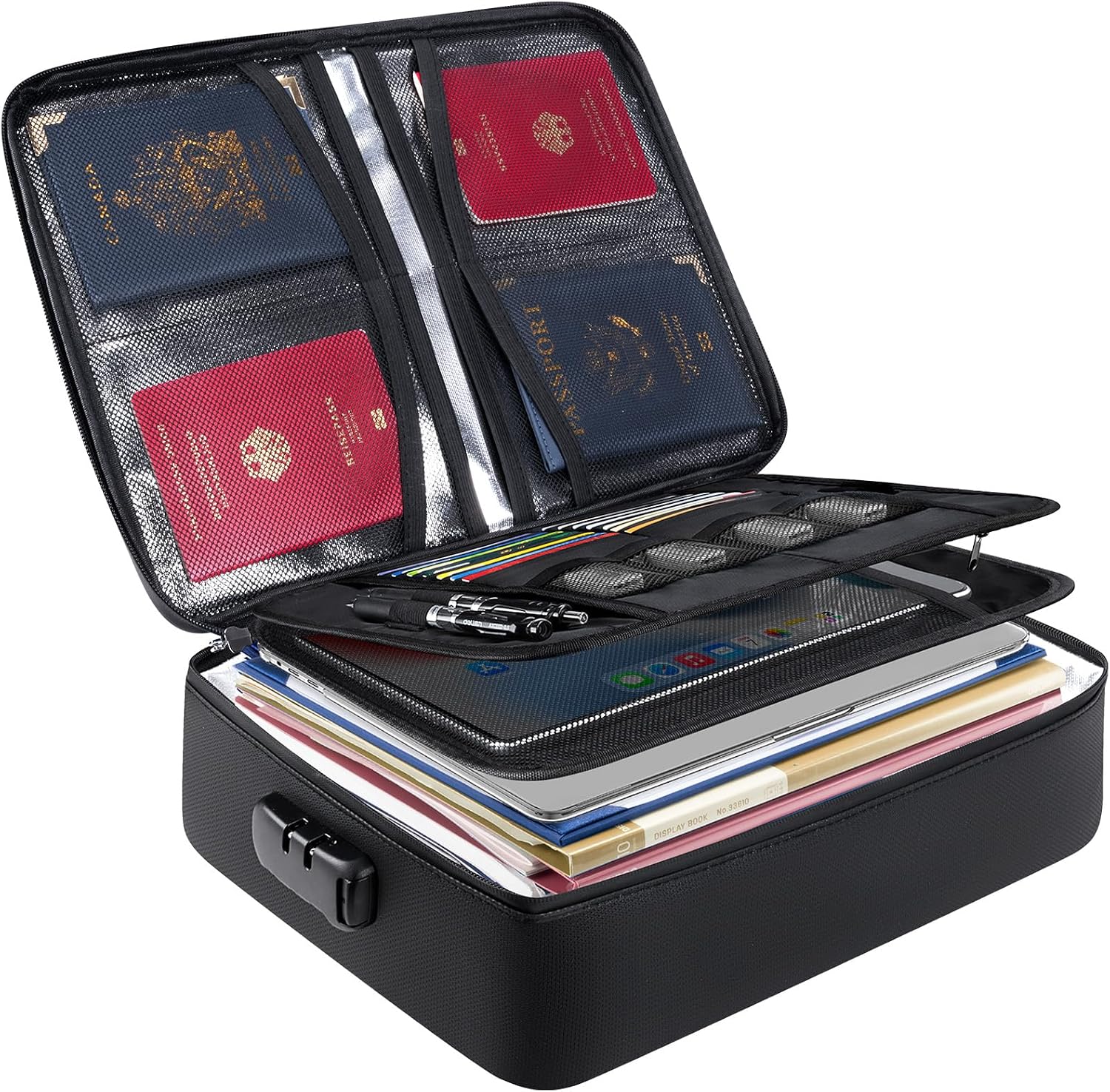 BALEINE Fireproof Document Box with Lock, Waterproof Fire Safe File Bag