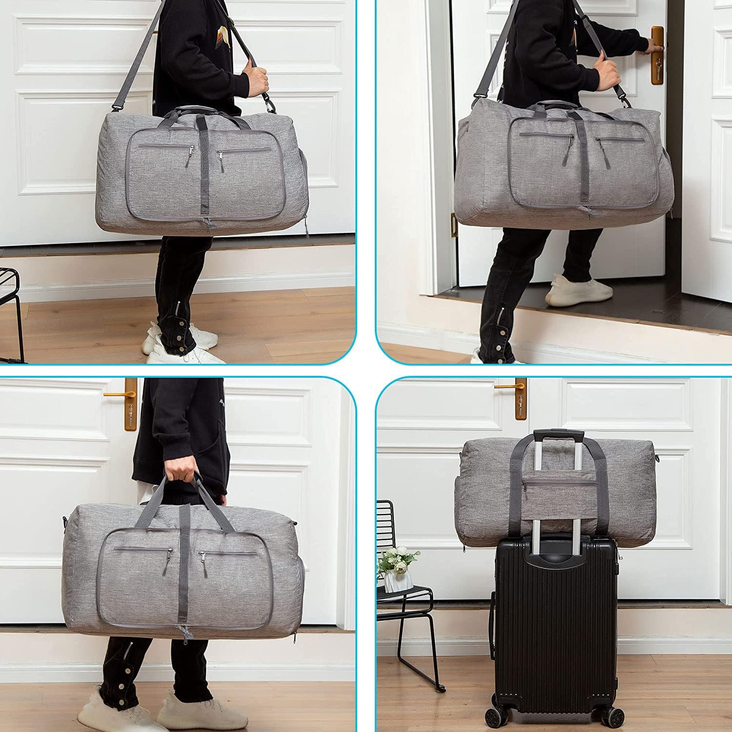 Vomgomfom 65L/85L/115L Foldable Travel Duffle Bag with Shoe Compartment - Image 5