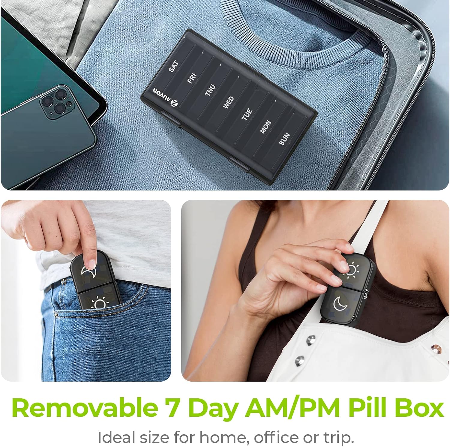 AUVON Weekly Pill Organizer 2 Times a Day, One-Side Large Opening, Easy‑Use - Image 6