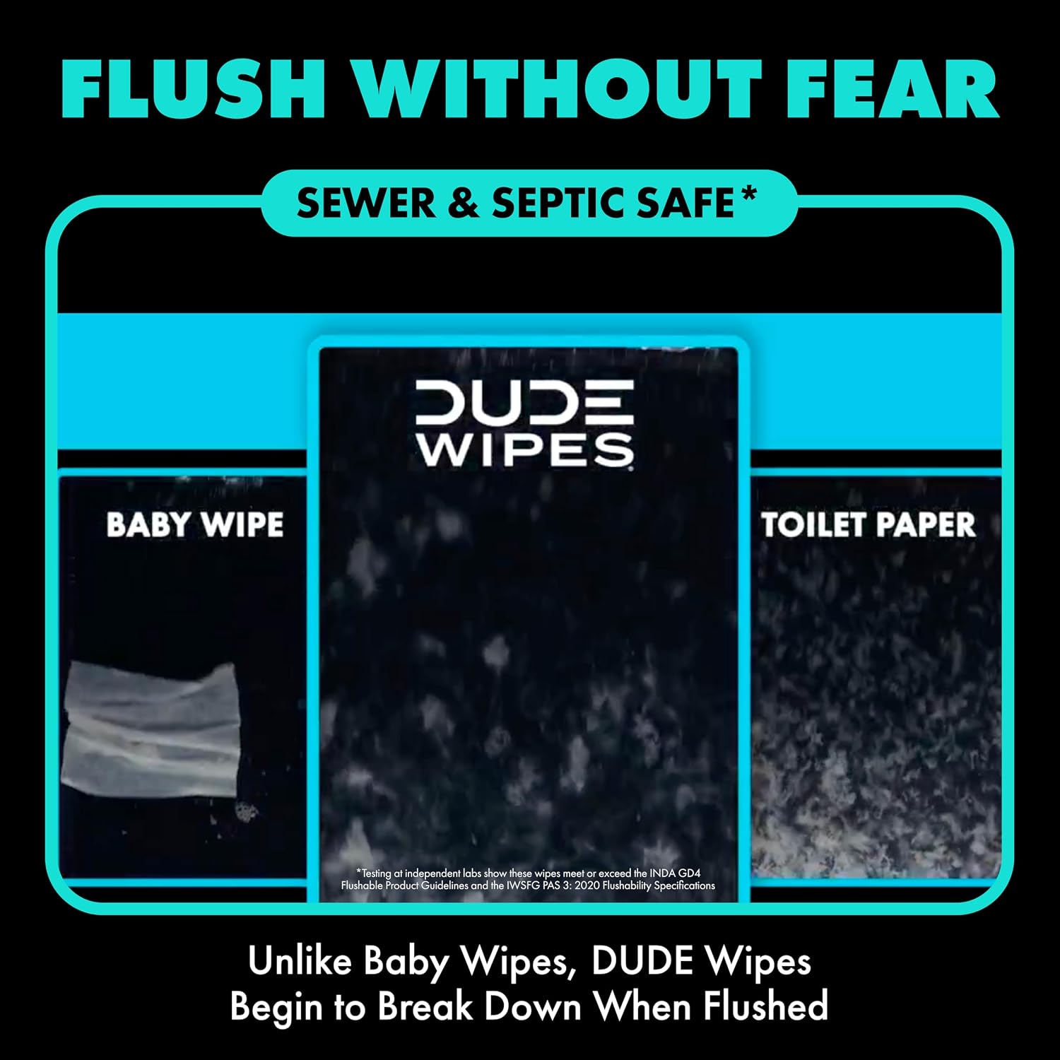 DUDE Wipes Mint Chill Pocket Packs, Adult Flushable Travel Wipes, 48 Count - Image 5
