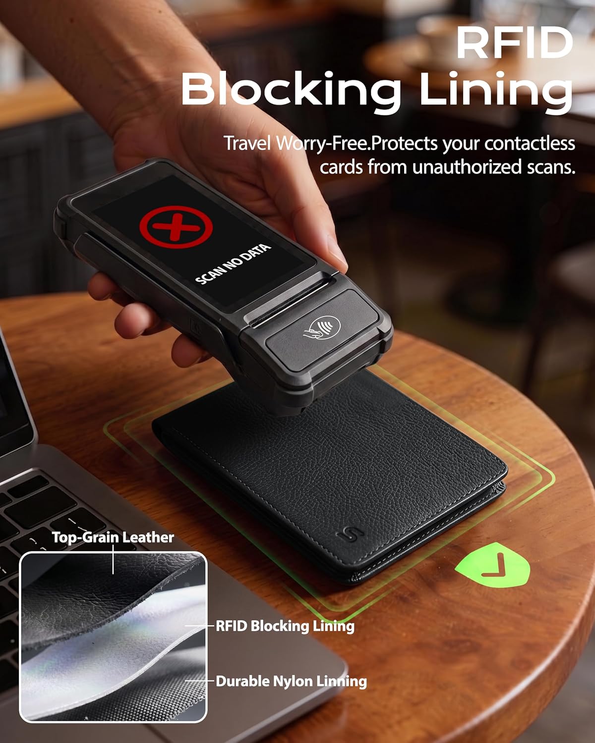 Top-Grain Leather Passport Holder for Travel with AirTag Slot RFID Blocking - Image 5