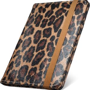 Mymazn Leopard Passport Holder Passport Case Travel Wallet with Vaccination Card Holder Passport Cover with RFID Blocking Clear Pocket For Photo (leopard)