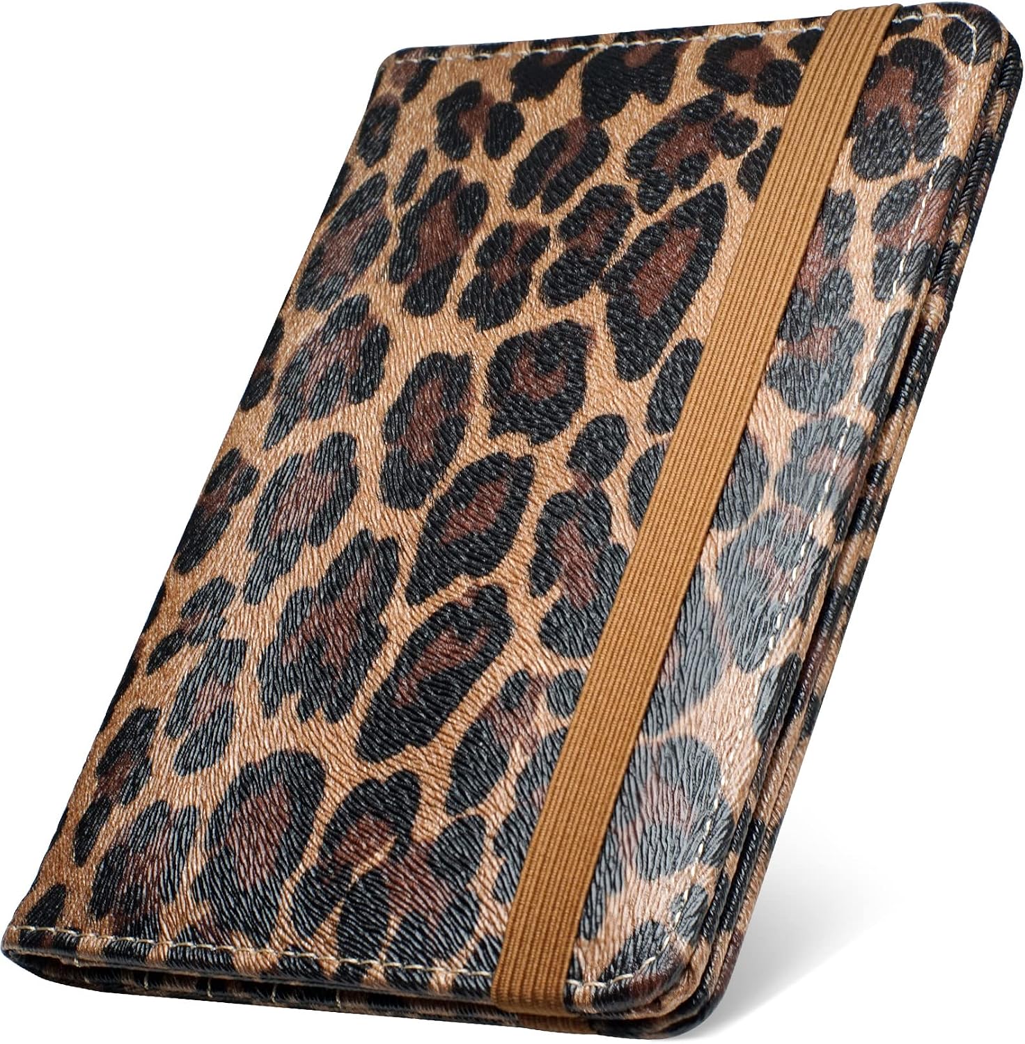 Mymazn Leopard Passport Holder Passport Case Travel Wallet with Vaccination Card Holder Passport Cover with RFID Blocking Clear Pocket For Photo (leopard)