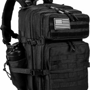 LHI Military Tactical Backpack for Men and Women 45L Army 3 Days Assault Pack Bag Large Rucksack with Molle System Black