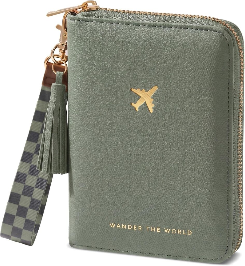 Beautiful Passport Holder And Travel Wallet with Wristlet Strap