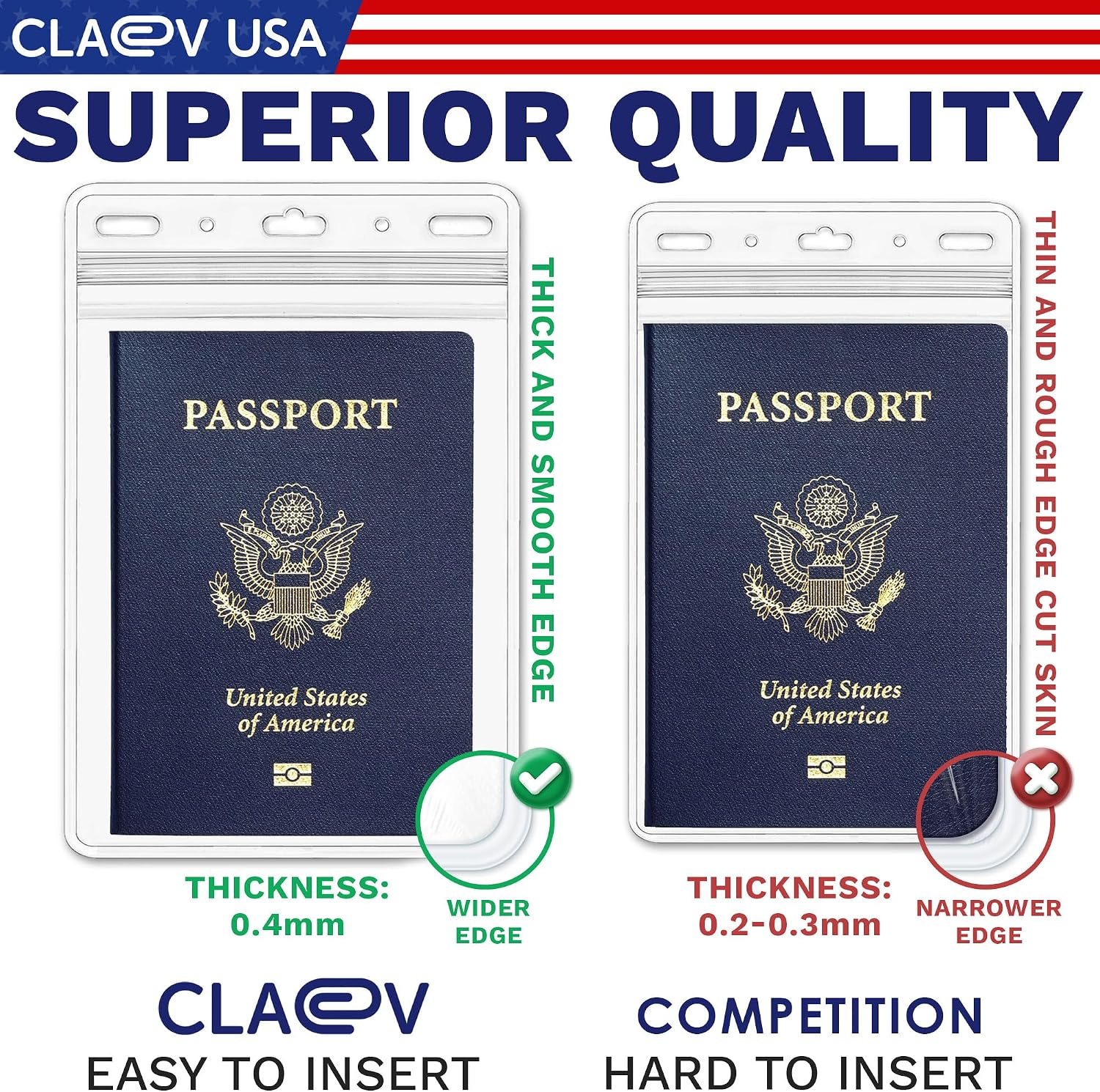Claev Fast Seal Vertical 4x6 Passport & Card Holders (4x6 Extra Large (XXL), 250 Pack), Clear Waterproof ID Plastic Name Card Badge Holders for Travel, Conferences, Conventions - Image 9